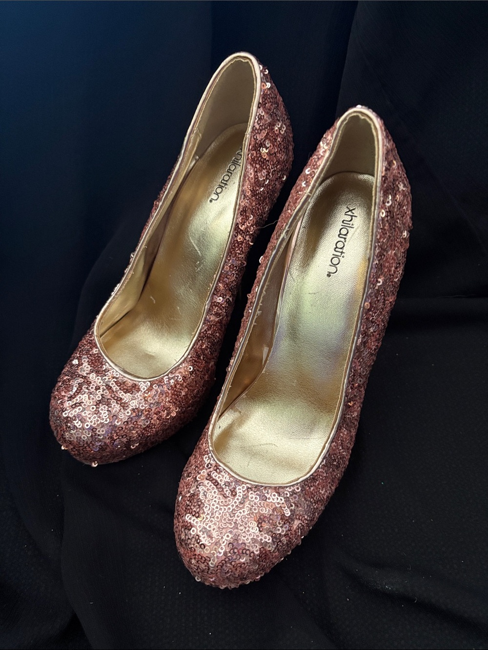 Xhilaration Rose Gold Sequin High Heel Pumps Size 7